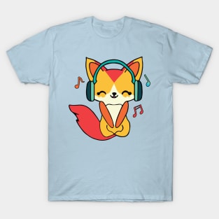 Happy fox with headphones T-Shirt